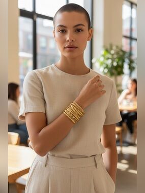 Maika Gold Braided 7 Bangle Set | NWT